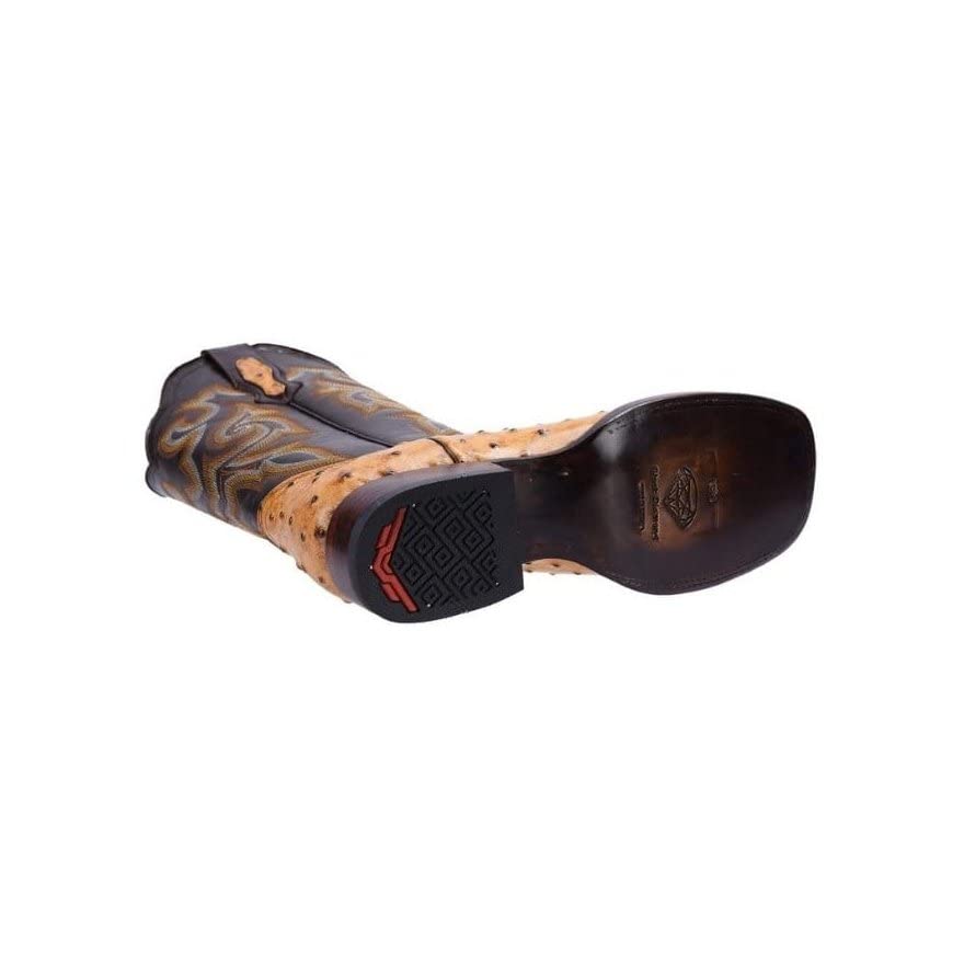 Ostrich Print Leather Western Boots S854
