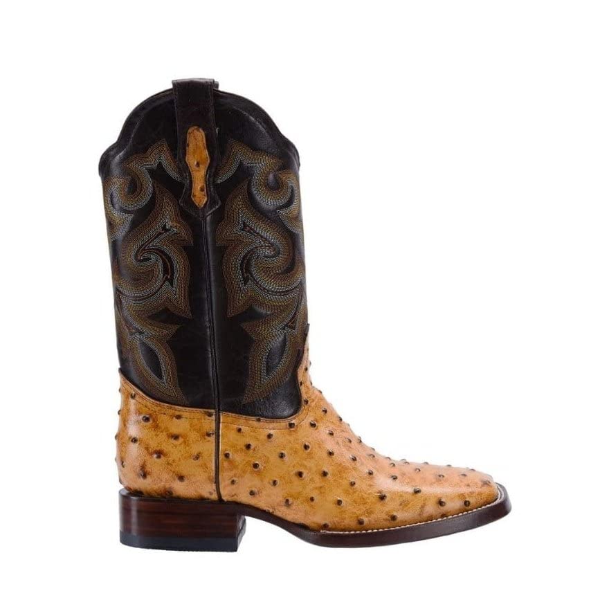 Ostrich Print Leather Western Boots S854