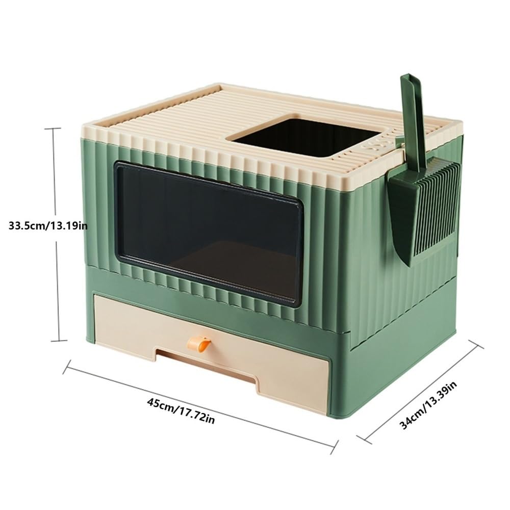 Foldable Top Entry Cat Litter Box with Lid M4807