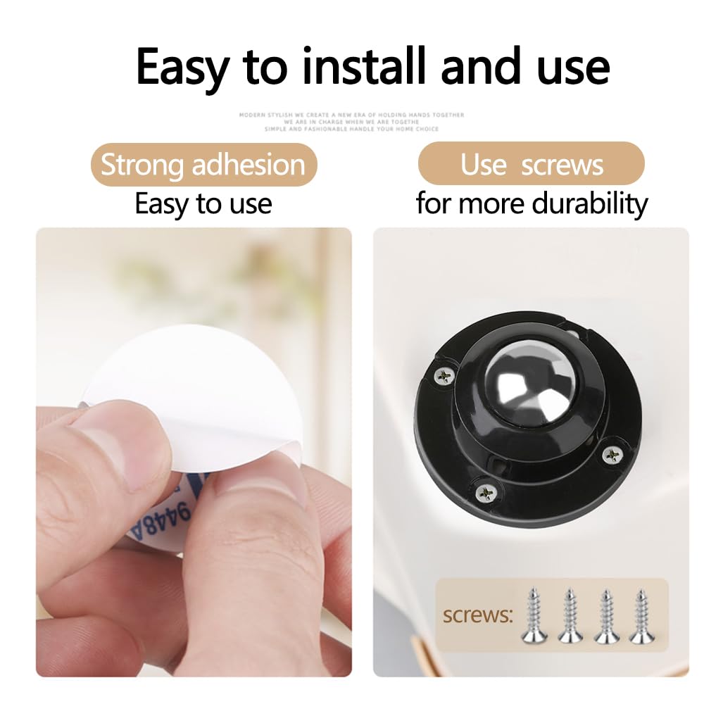 Self Adhesive Caster Wheels 0.8 Inch Black 4 Pack K652639