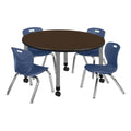 48" Round Mobile Table with 4 Navy Blue Chairs B9385