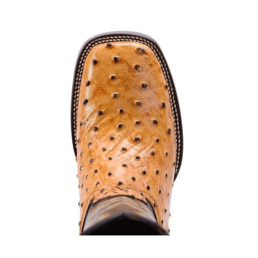 Ostrich Print Leather Western Boots S854