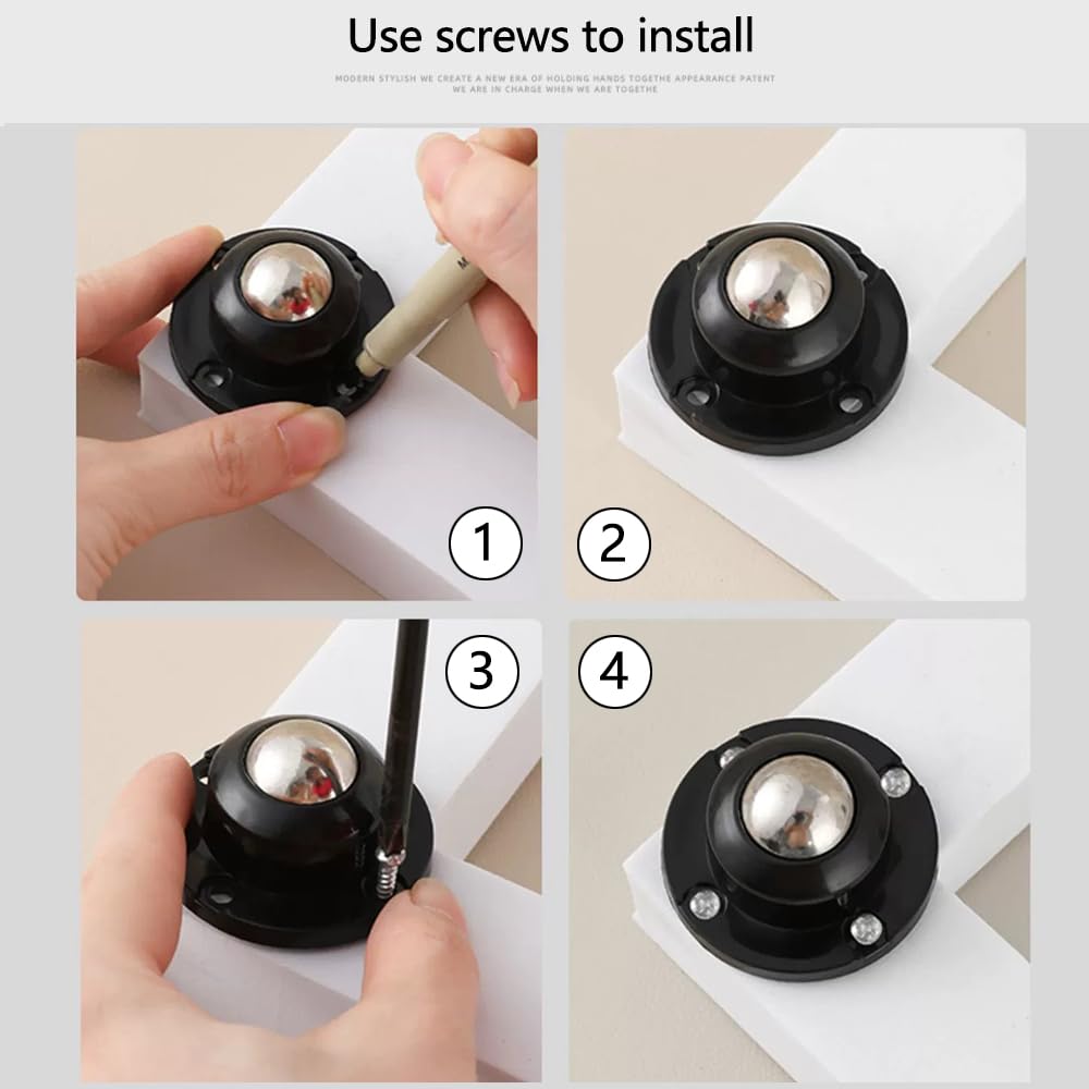 Self Adhesive Caster Wheels 0.8 Inch Black 4 Pack K652639
