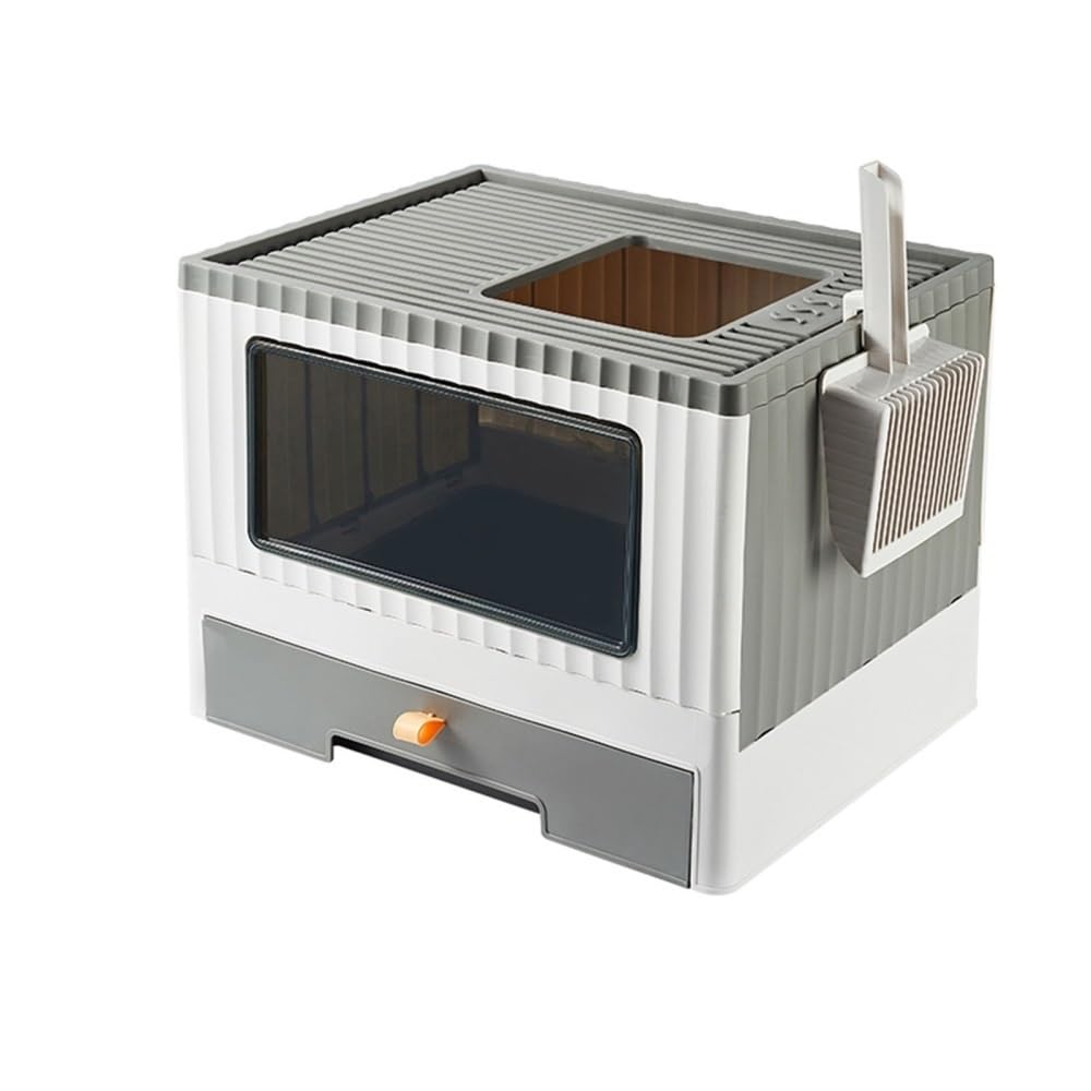 Foldable Top Entry Cat Litter Box with Lid M4807