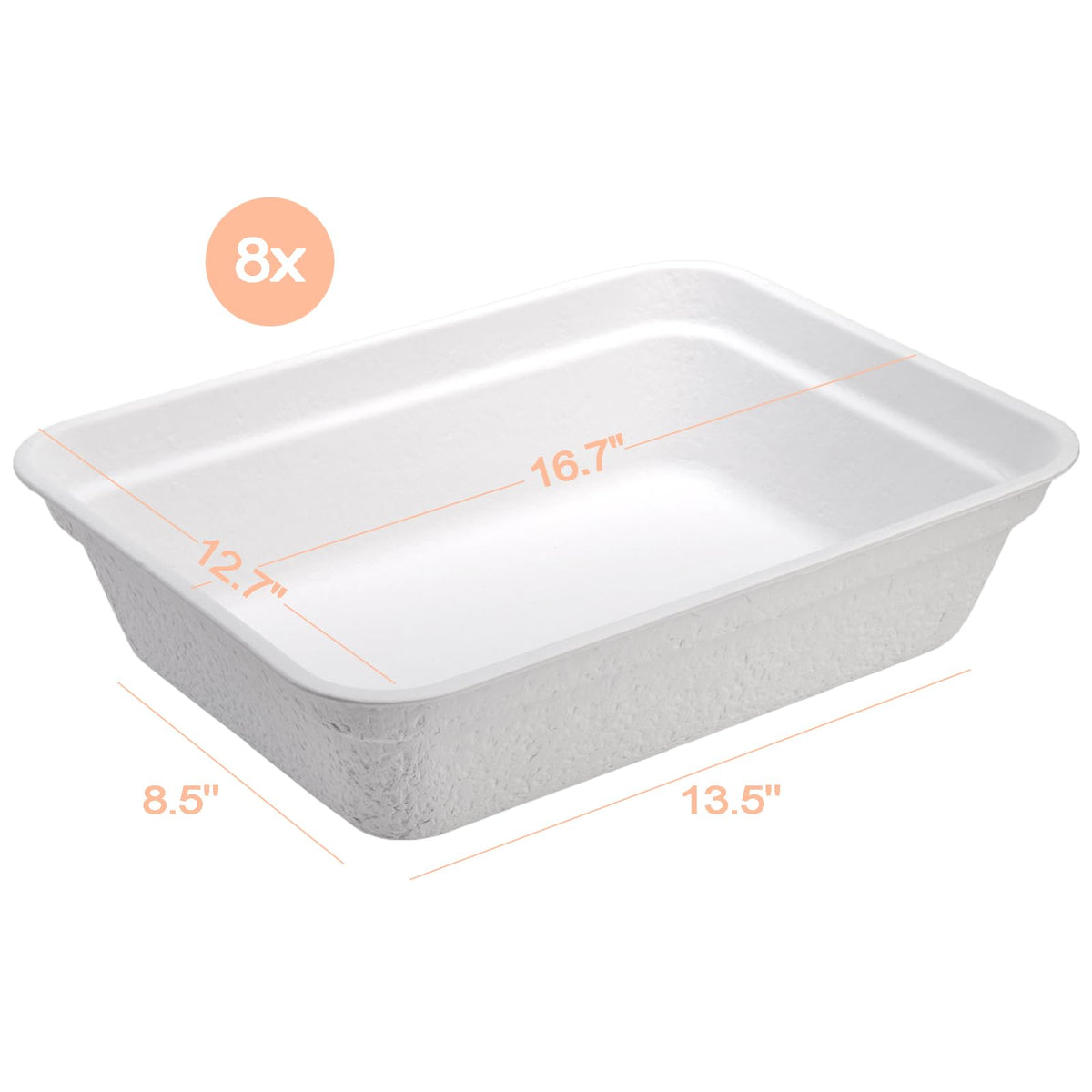 8 Pack White Cardboard Disposable Cat Litter Boxes T3760