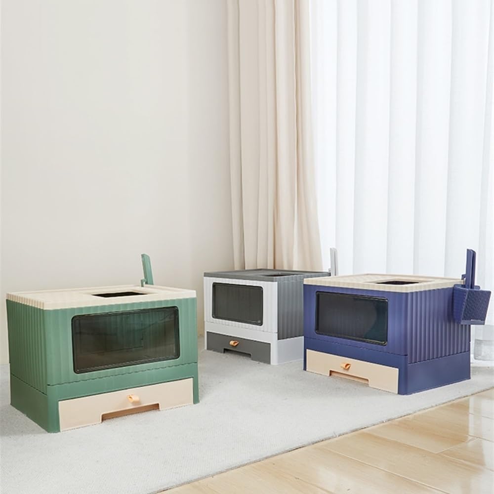 Foldable Top Entry Cat Litter Box with Lid M4807