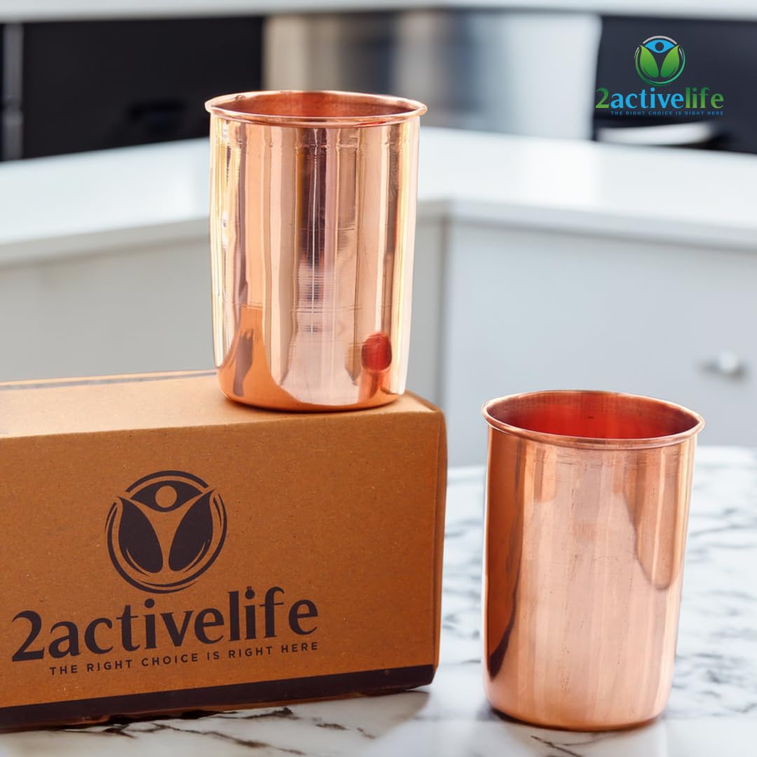 Copper Drinking Cups Set of 2, 350ml Unlined Uncoated T132