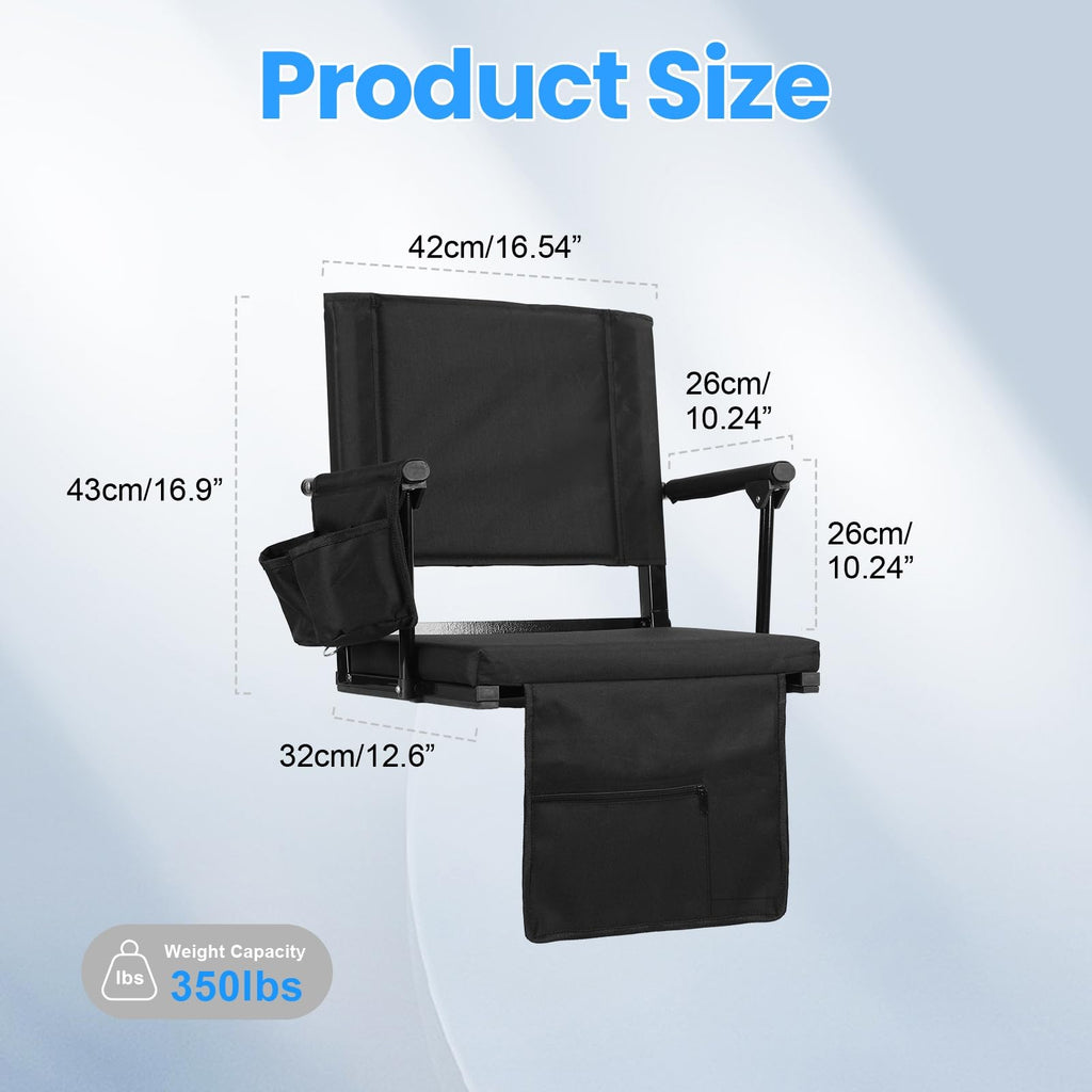 2-Pcs Folding Stadium Seat with Back Support & Cushion V4143