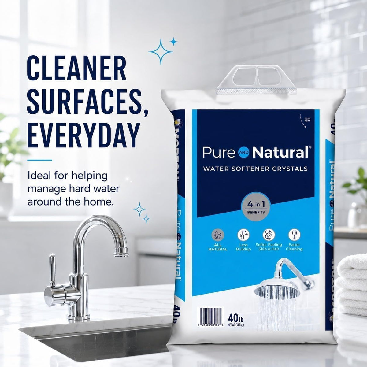 40 lb Pure Natural Salt Crystals Pack of 2 B7155
