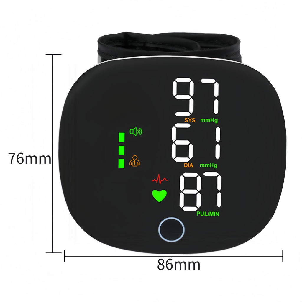 Wrist Blood Pressure Monitor with LCD Display and Voice Guide Q1935