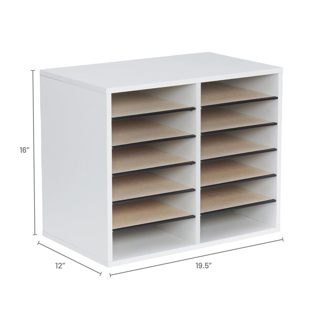 12 Compartment Wood Literature Organizer Q941562