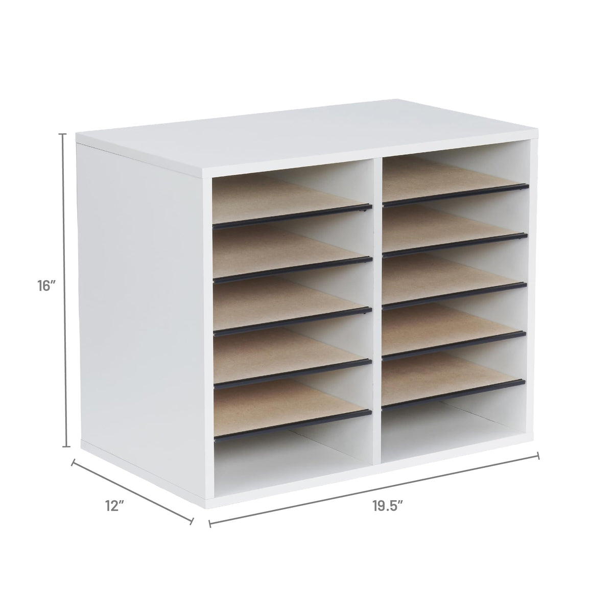 12 Compartment Wood Literature Organizer Q941562