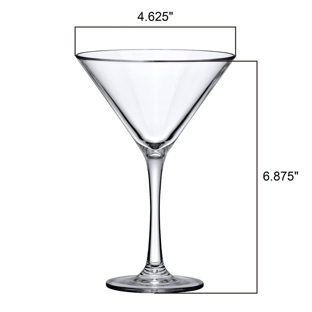10-Ounce Plastic Martini Glasses Set of 6, Reusable, BPA-Free, Shatter-Proof, Dishwasher-Safe R21550