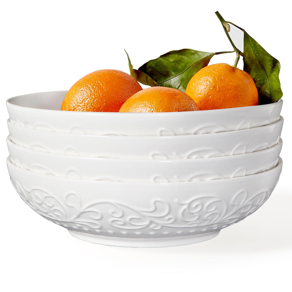 White Ceramic 32oz Pasta Bowls Set of 4 I13567