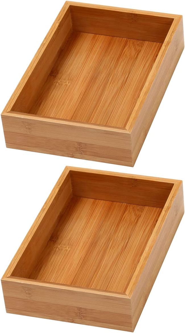 Bamboo Drawer Organizer Storage Box, 2 Pack 6x9x2 inch V61495
