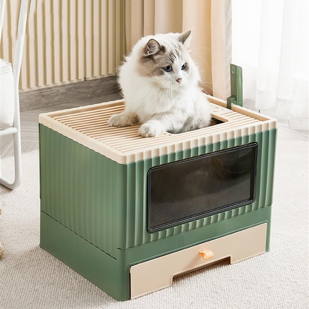 Foldable Top Entry Cat Litter Box with Lid M4807