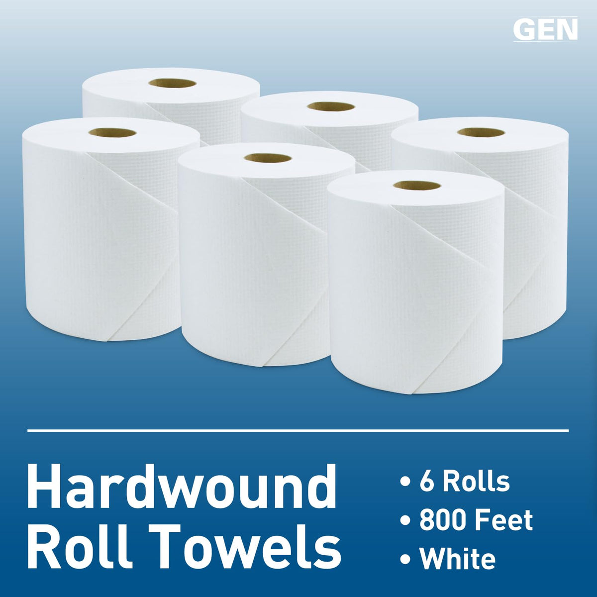 White Hardwound Roll Towels, 8-Inch x 800 ft, 6 Rolls F752