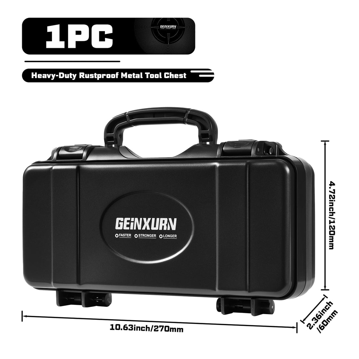 Black Steel Tool Box with Safety Latch and Handle B350