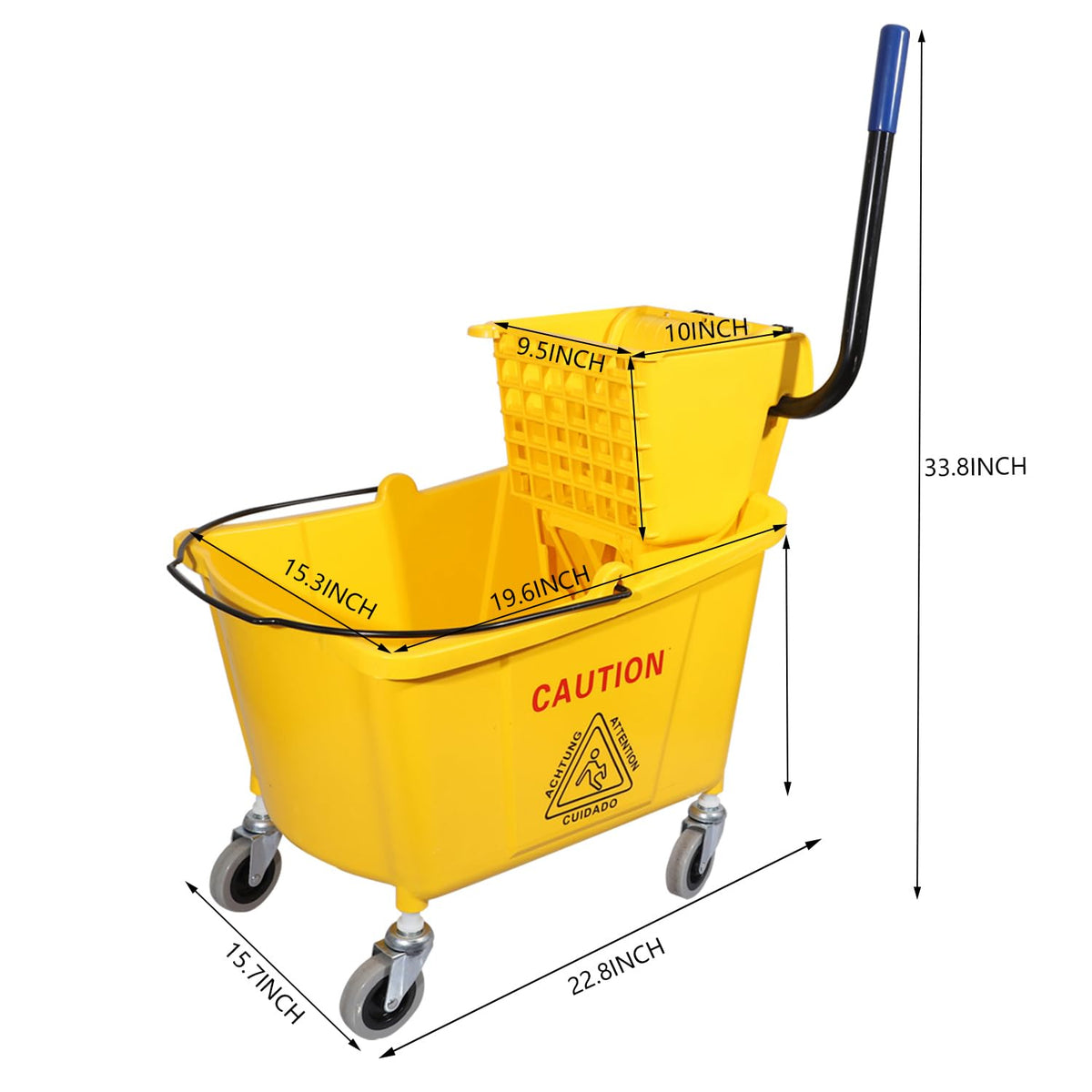Commercial Mop Bucket with Side Press Wringer on Wheels T214980
