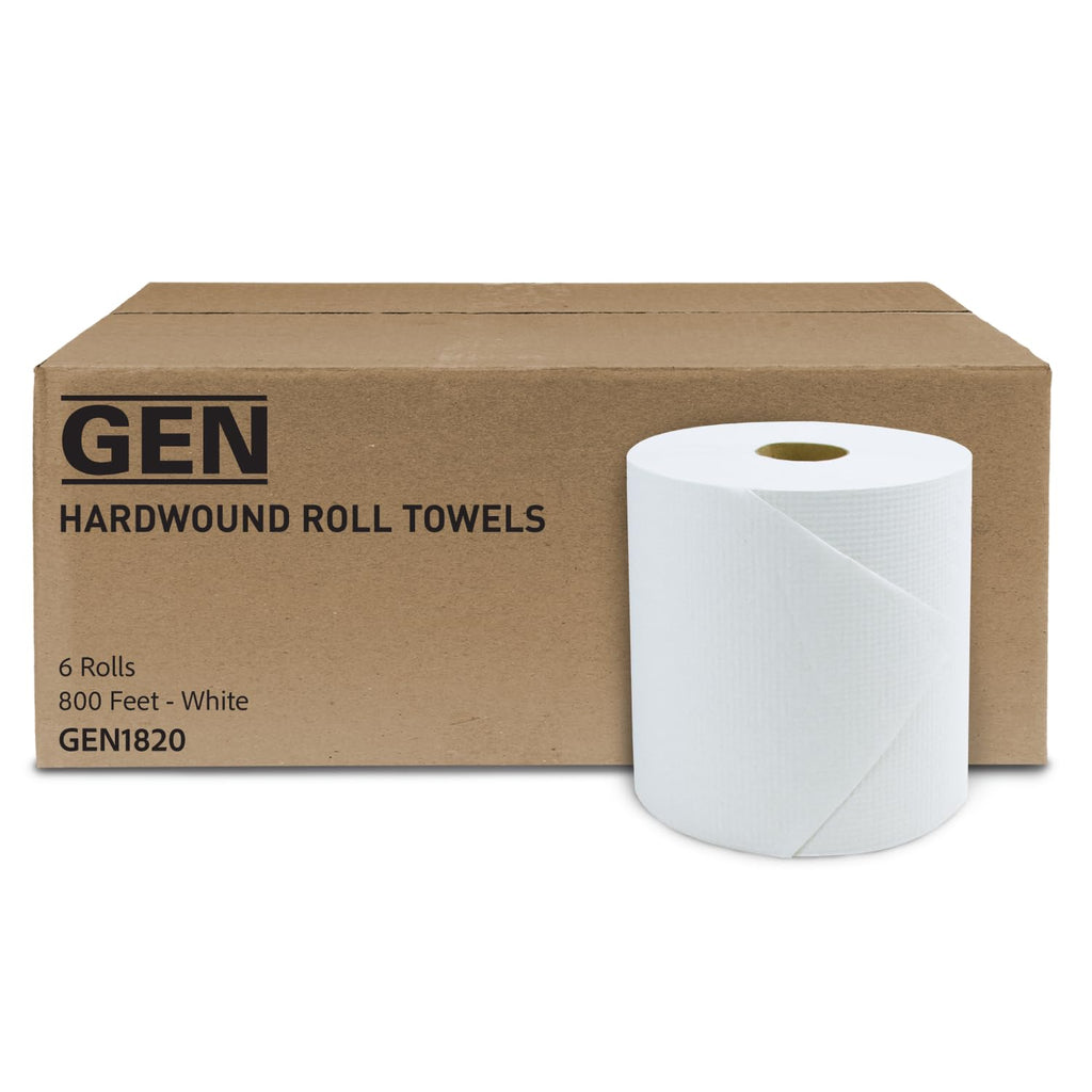 White Hardwound Roll Towels, 8-Inch x 800 ft, 6 Rolls F752