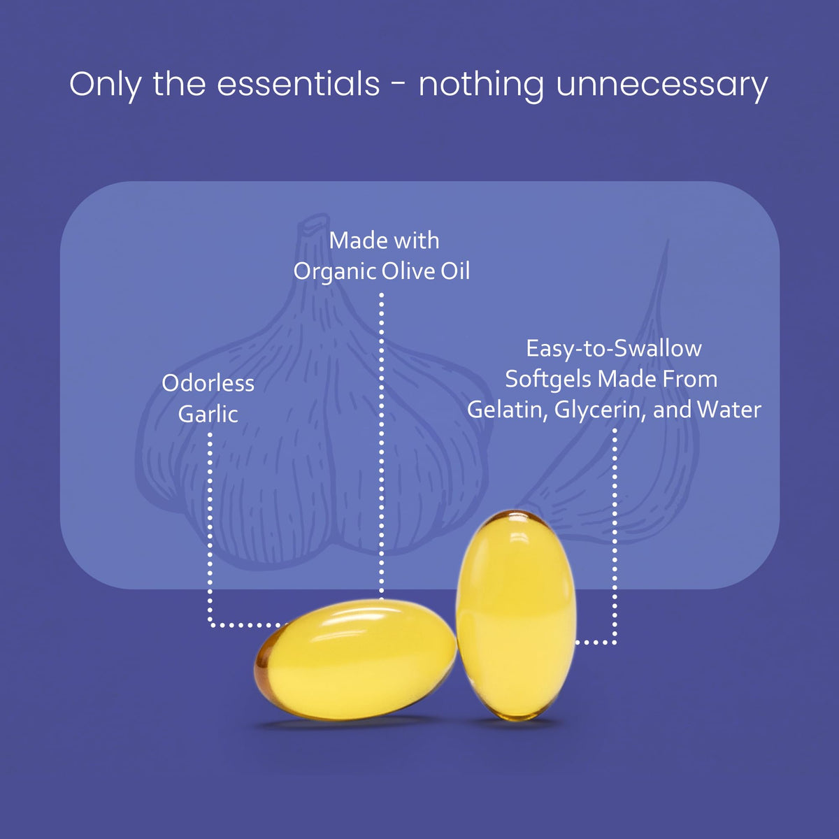 Odorless Garlic 100:1 Extract with Olive Oil 150 Softgels A387