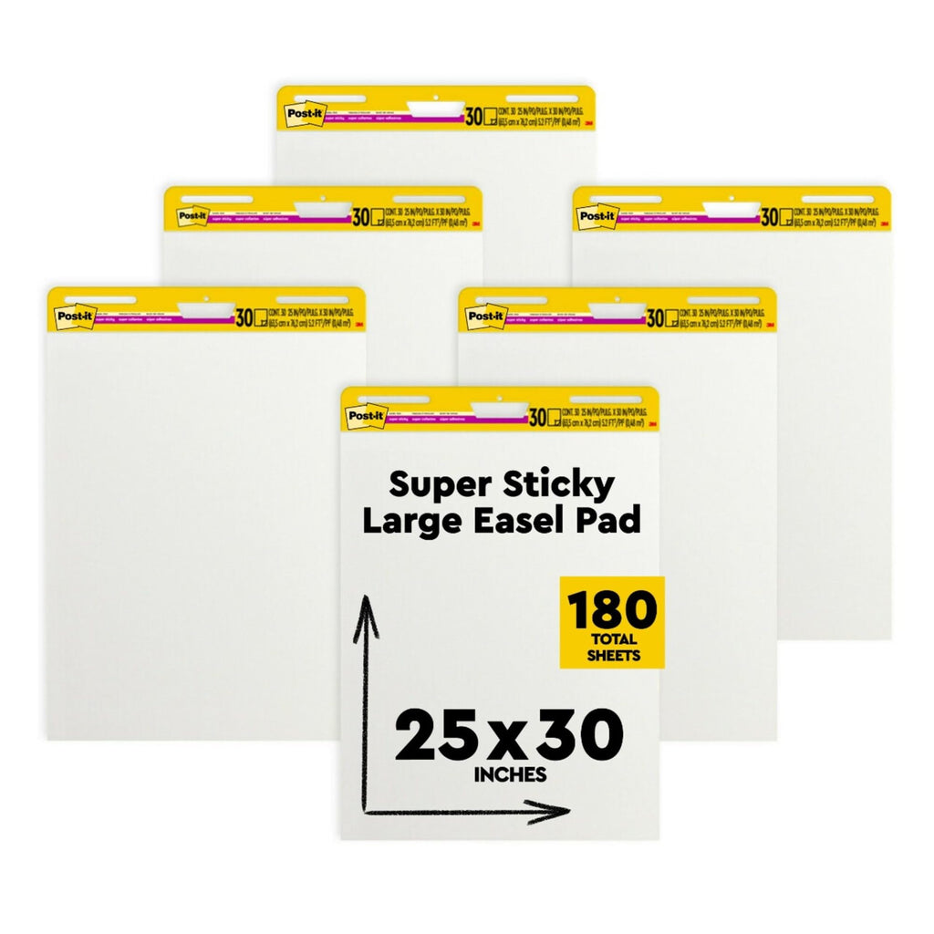 Super Sticky Easel Pads, 25" x 30", 6 Pads, White X489088