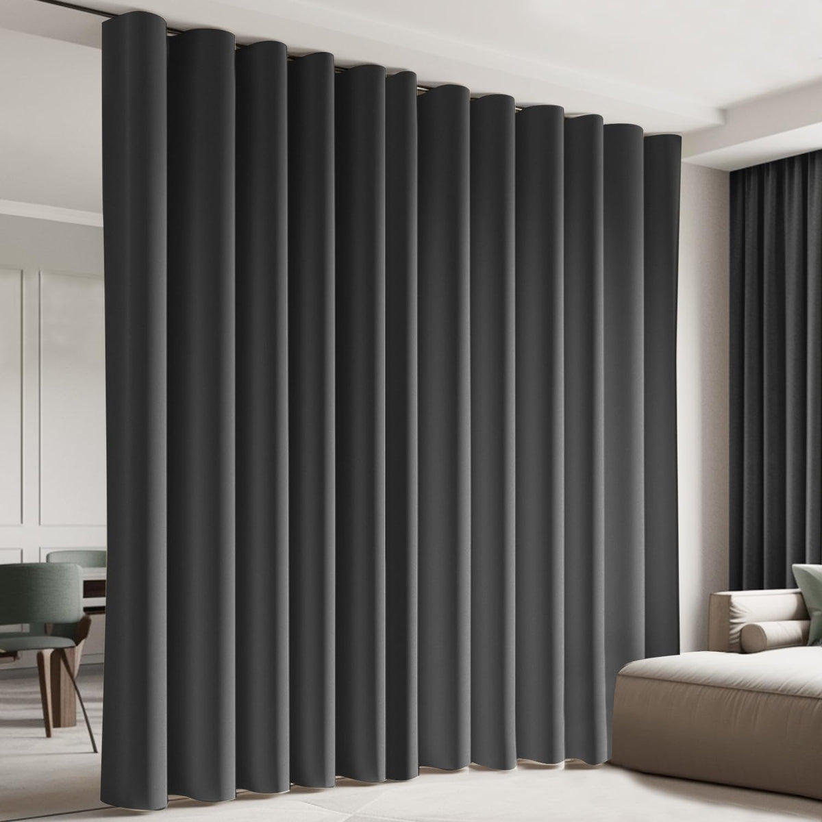 Blackout Room Divider Curtains with Hooks 1 Panel W100 × L84 Inch Black U807634