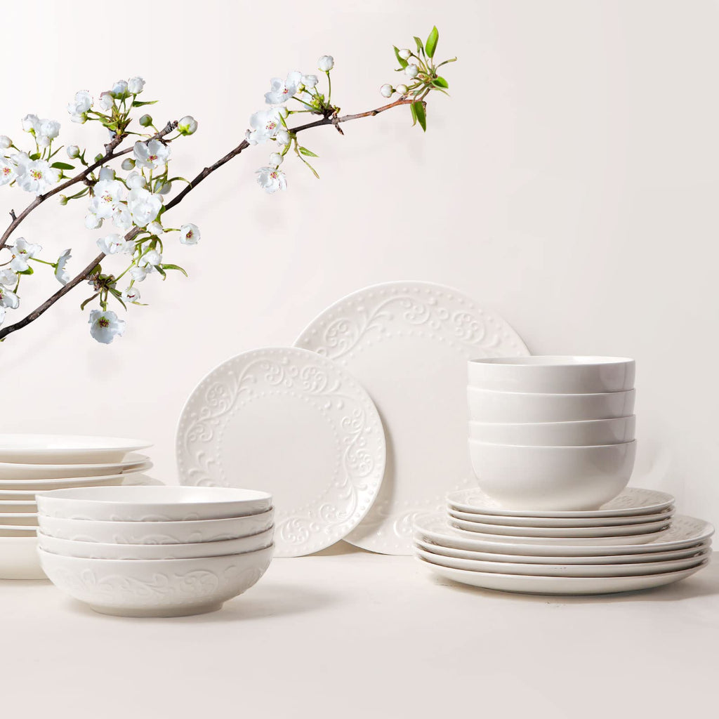 White Ceramic 32oz Pasta Bowls Set of 4 I13567