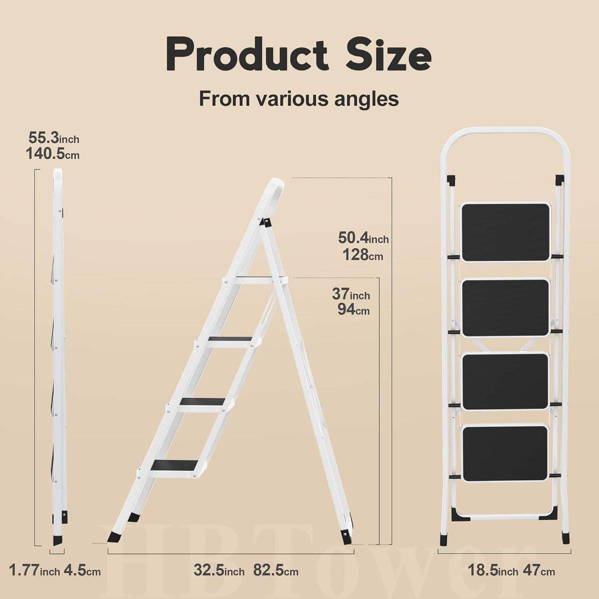 4 Step Folding Step Stool with Handle Y84987