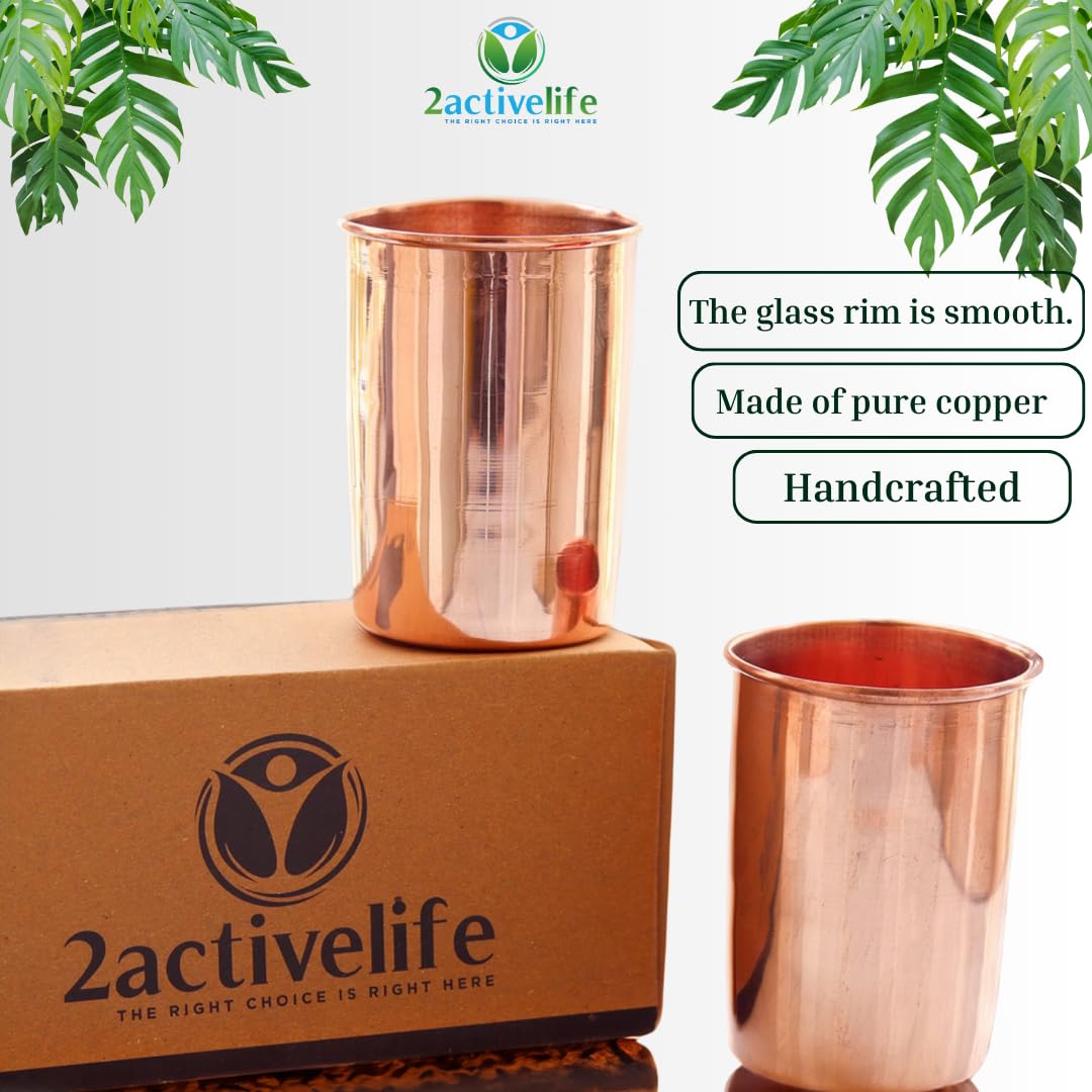 Copper Drinking Cups Set of 2, 350ml Unlined Uncoated T132