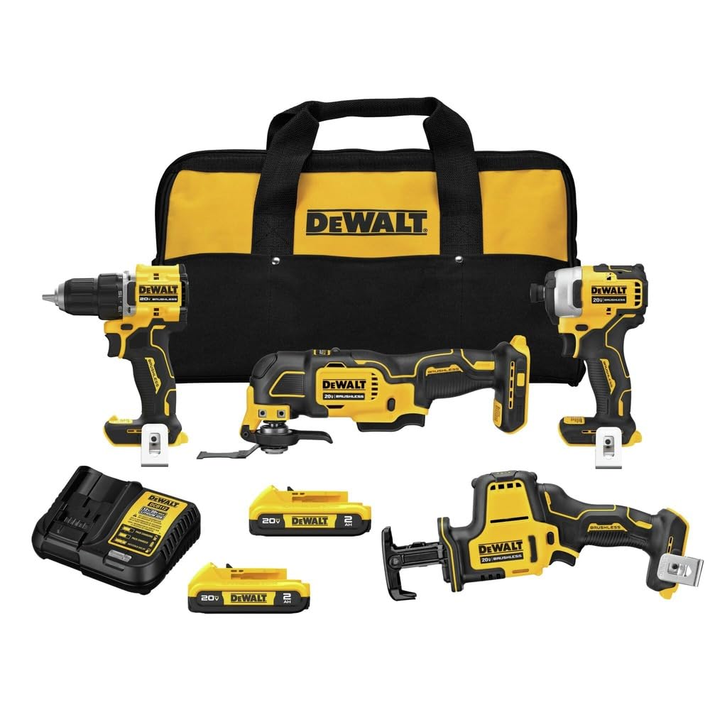 20-Volt Lithium-Ion Cordless Brushless Combo Kit 4-Tool with 2.0Ah Batteries W247