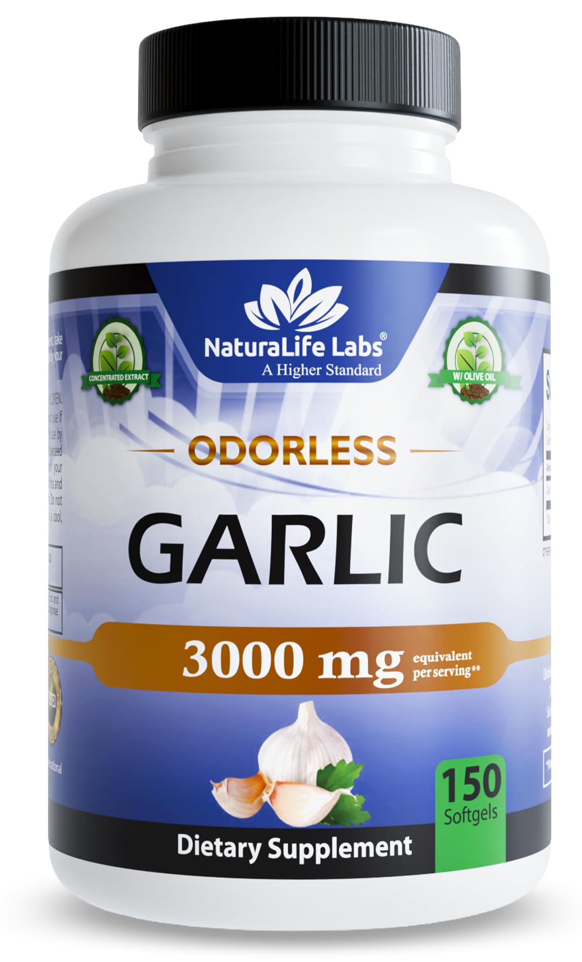 Odorless Garlic 100:1 Extract with Olive Oil 150 Softgels A387