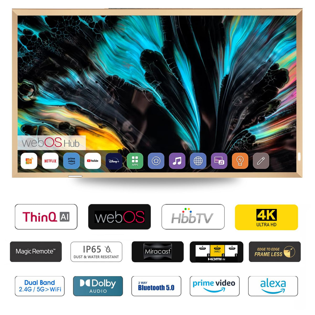 43-Inch Smart Mirror TV with Champagne Gold Aluminum Frame D85403