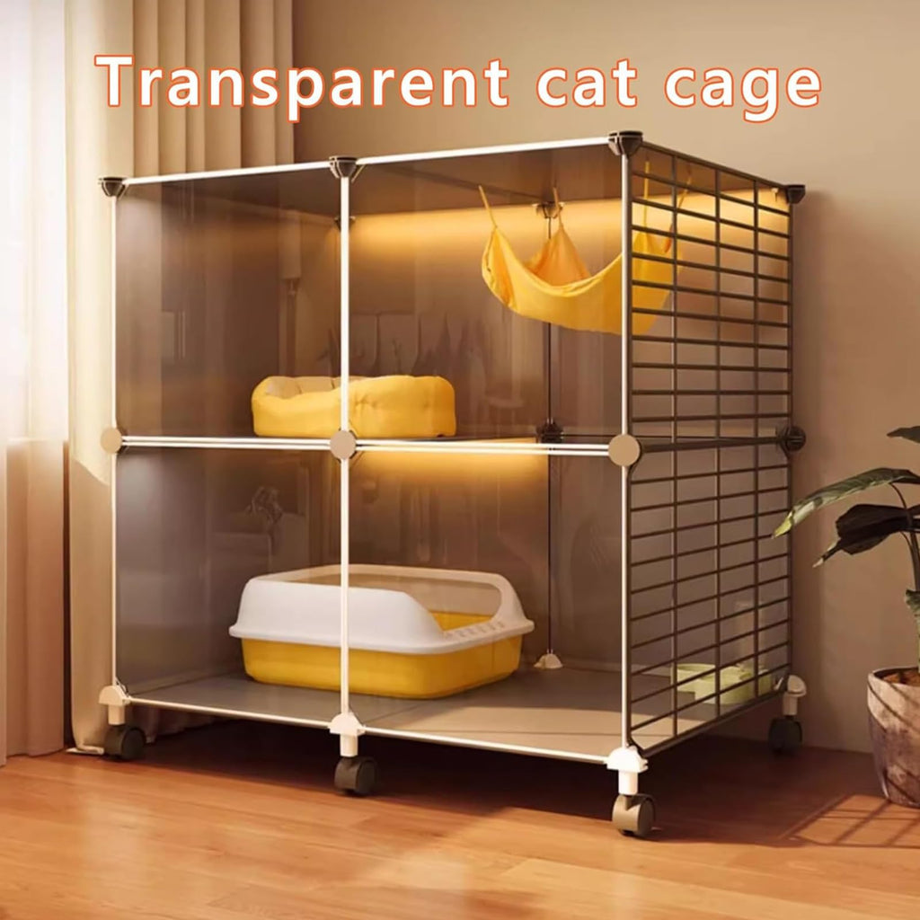 3 Tier Metal Cat Cage with Hammock and 4 Wheels B775244