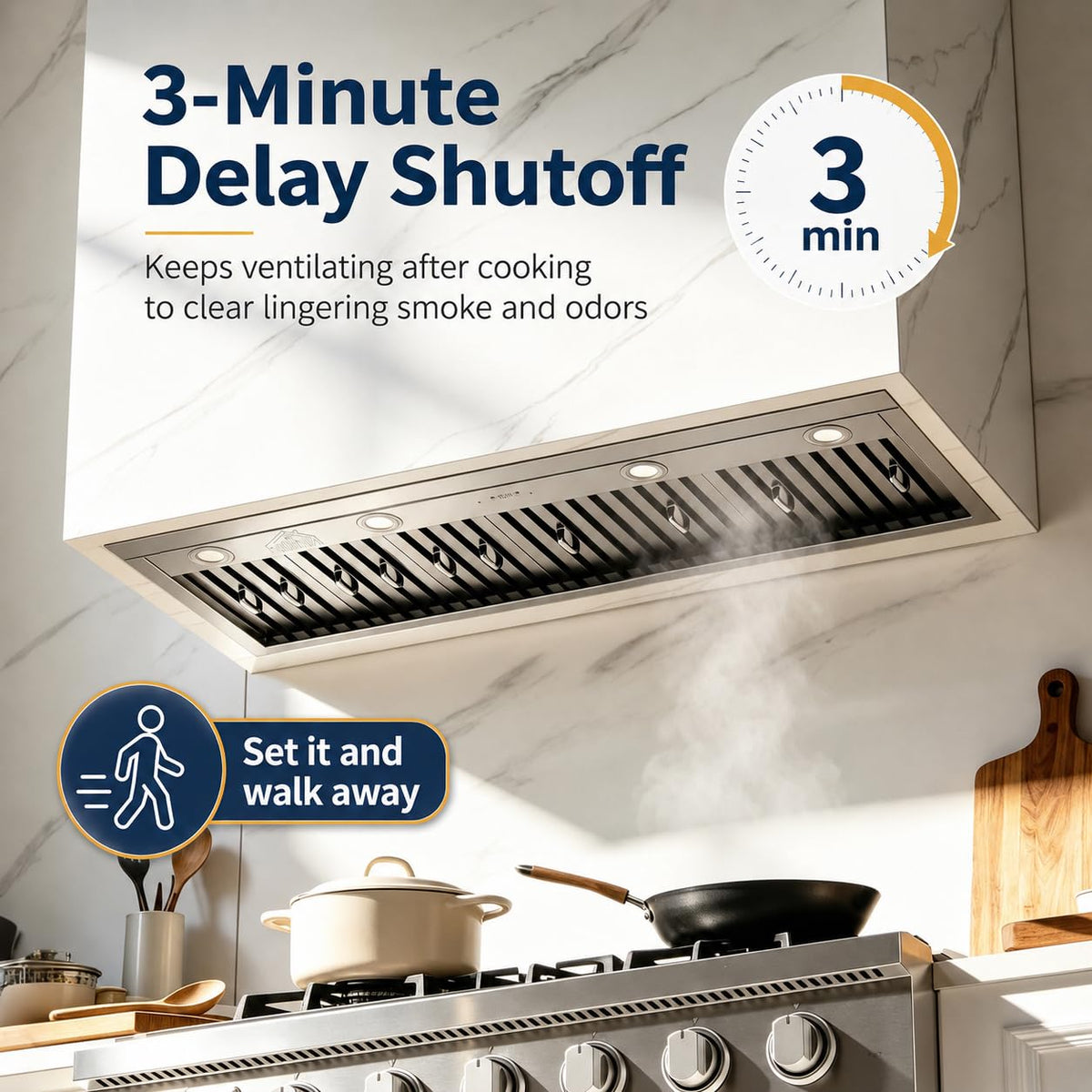 48 inch Stainless Steel Built-in Range Hood with Liner and Baffle Filter B79413