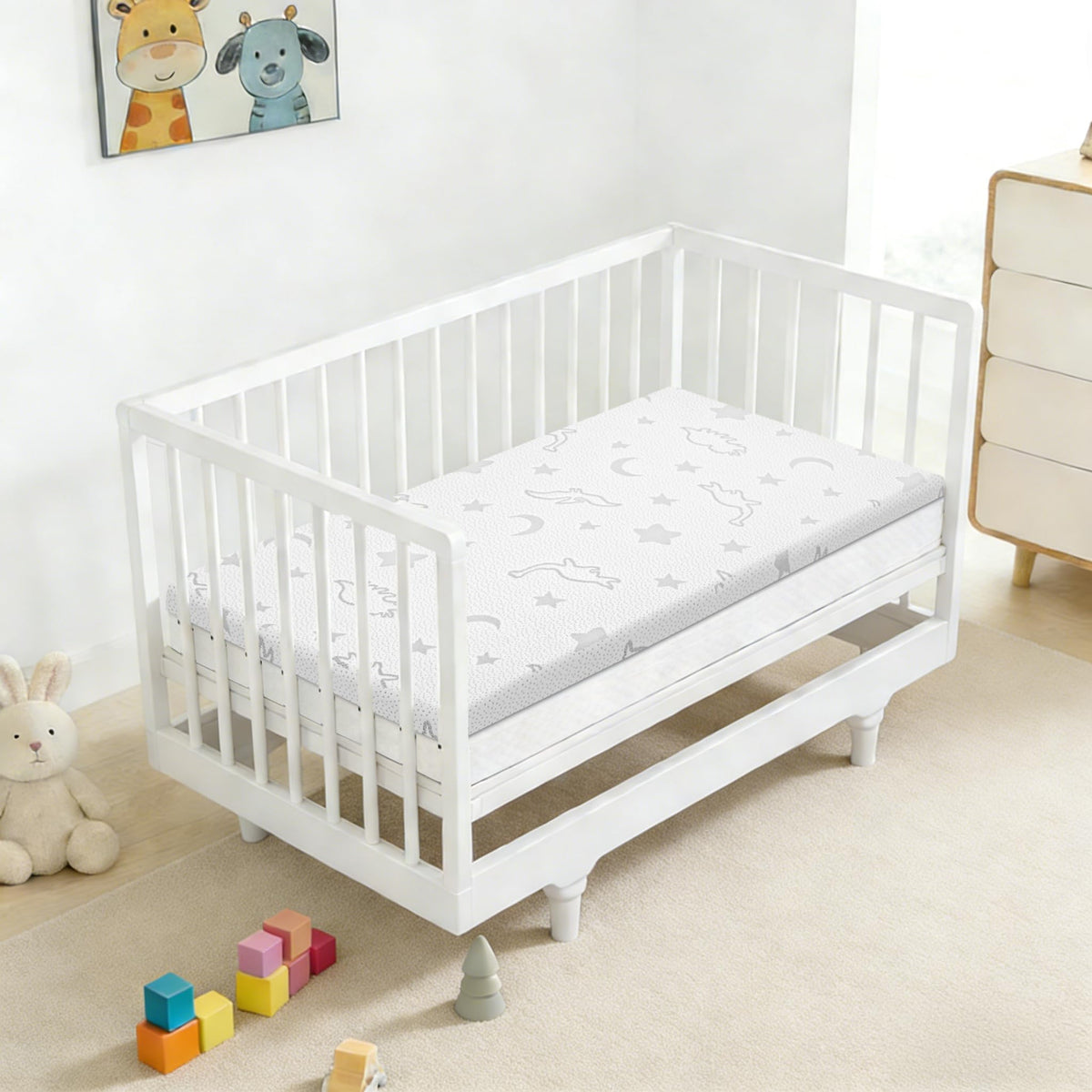 2" High Density Foam Crib Mattress Topper with Waterproof Washable Cover Q6964