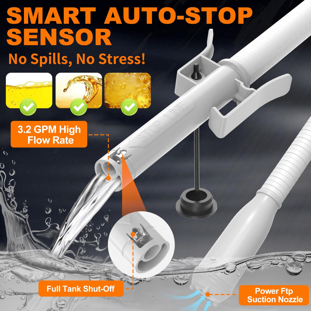 Portable Automatic Fuel Transfer Pump with Auto Stop Sensor and Hose V642