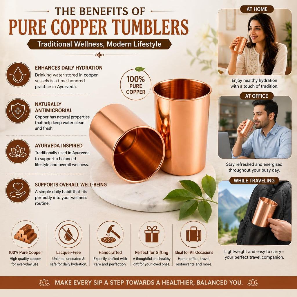 Copper Drinking Cups Set of 2, 350ml Unlined Uncoated T132