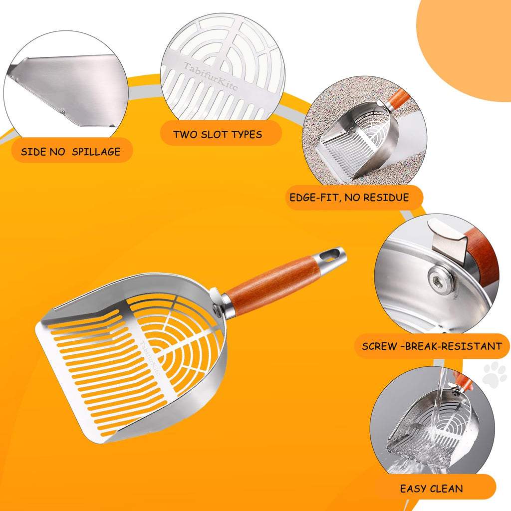 304 Stainless Steel Cat Litter Scoop with Holder Stand Q90373