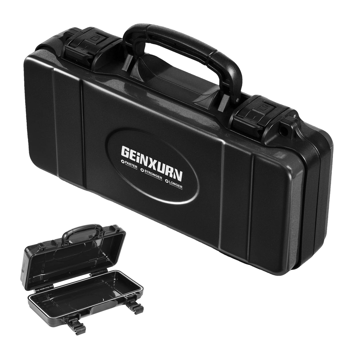 Black Steel Tool Box with Safety Latch and Handle B350