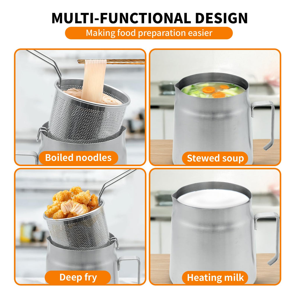68oz Stainless Steel Oil Filter Pot with Fryer Basket P464118