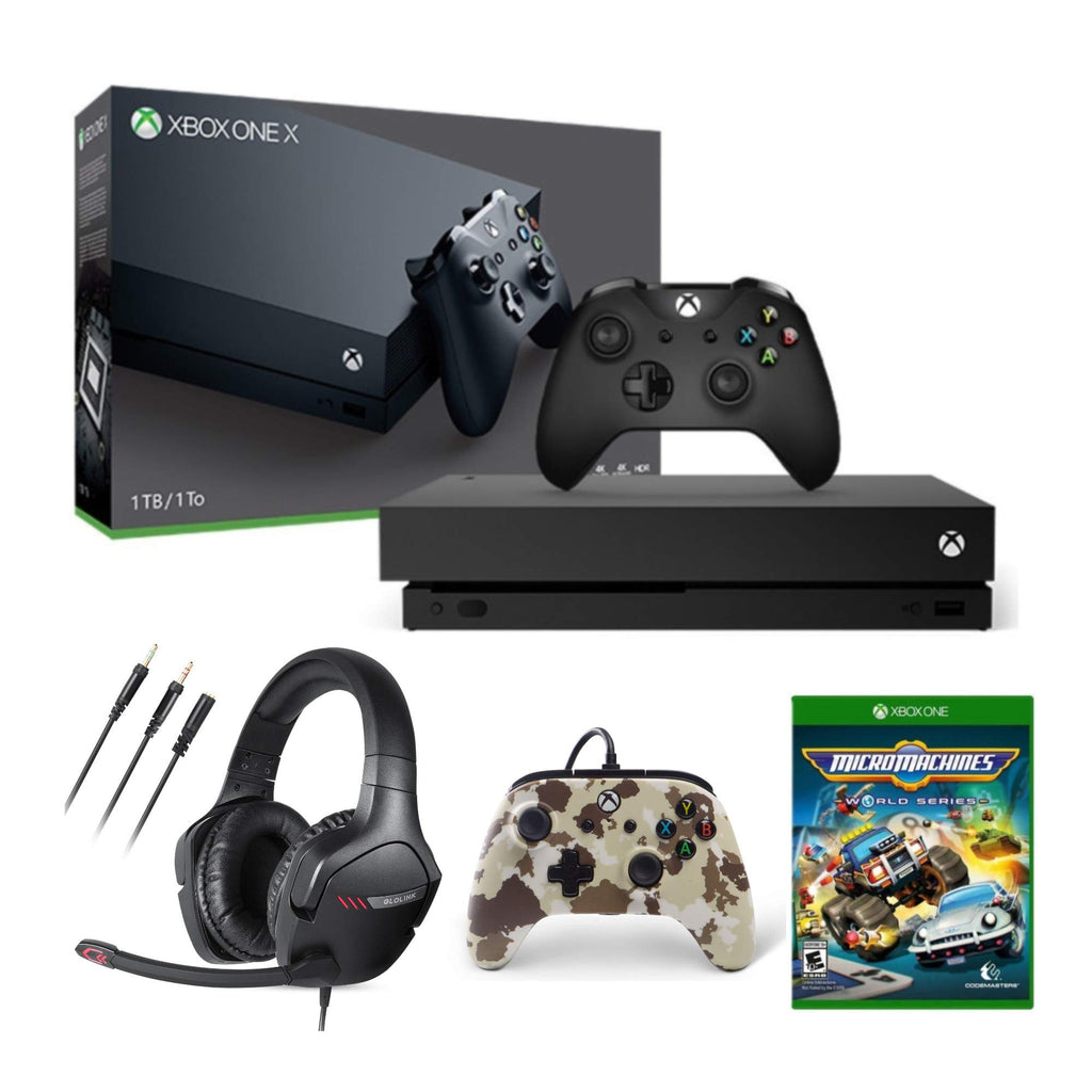 Xbox One X 1TB Gaming Console with Wireless Controller, Headset, Wired Controller and Game G383777