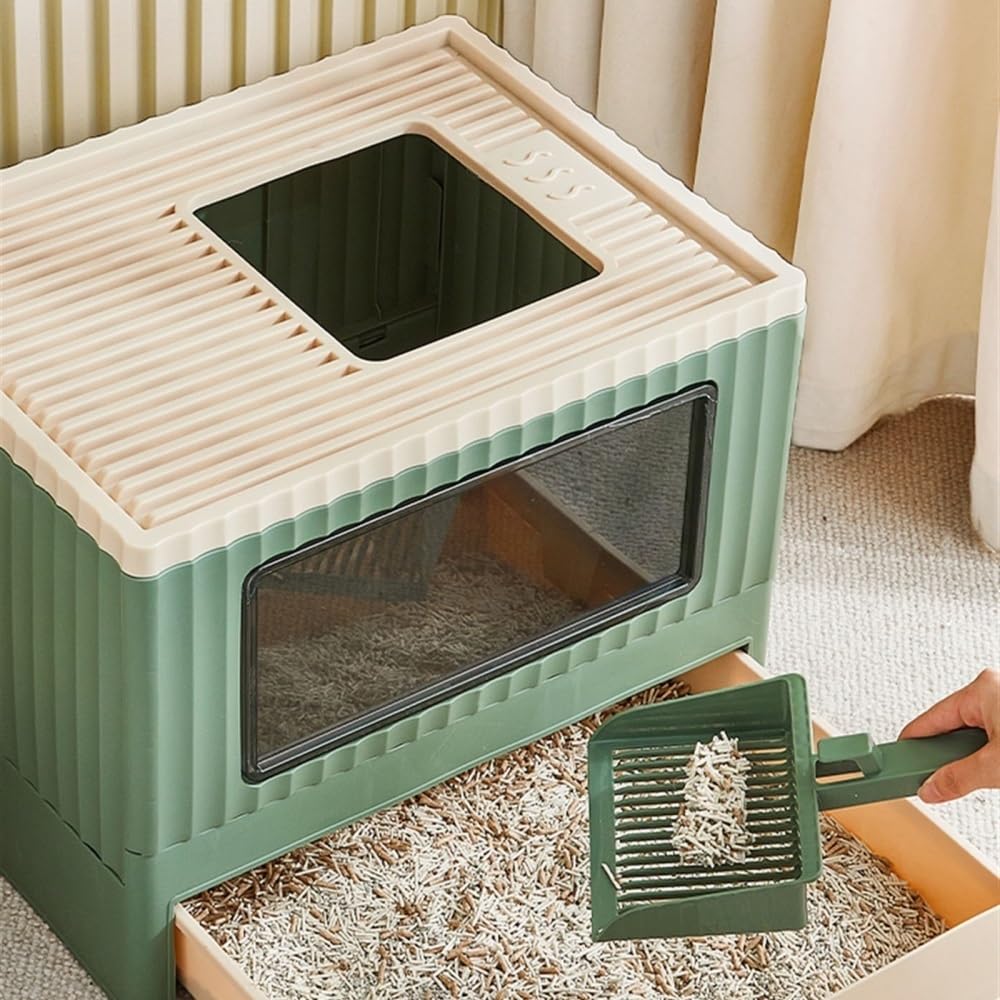 Foldable Top Entry Cat Litter Box with Lid M4807
