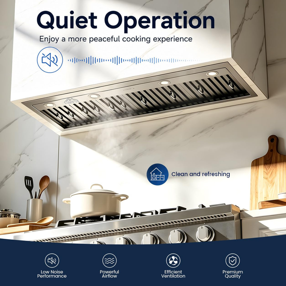 48 inch Stainless Steel Built-in Range Hood with Liner and Baffle Filter B79413