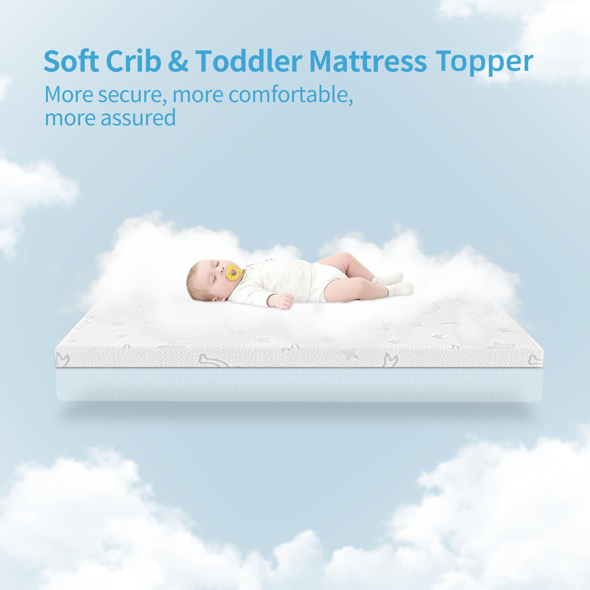 2" High Density Foam Crib Mattress Topper with Waterproof Washable Cover Q6964