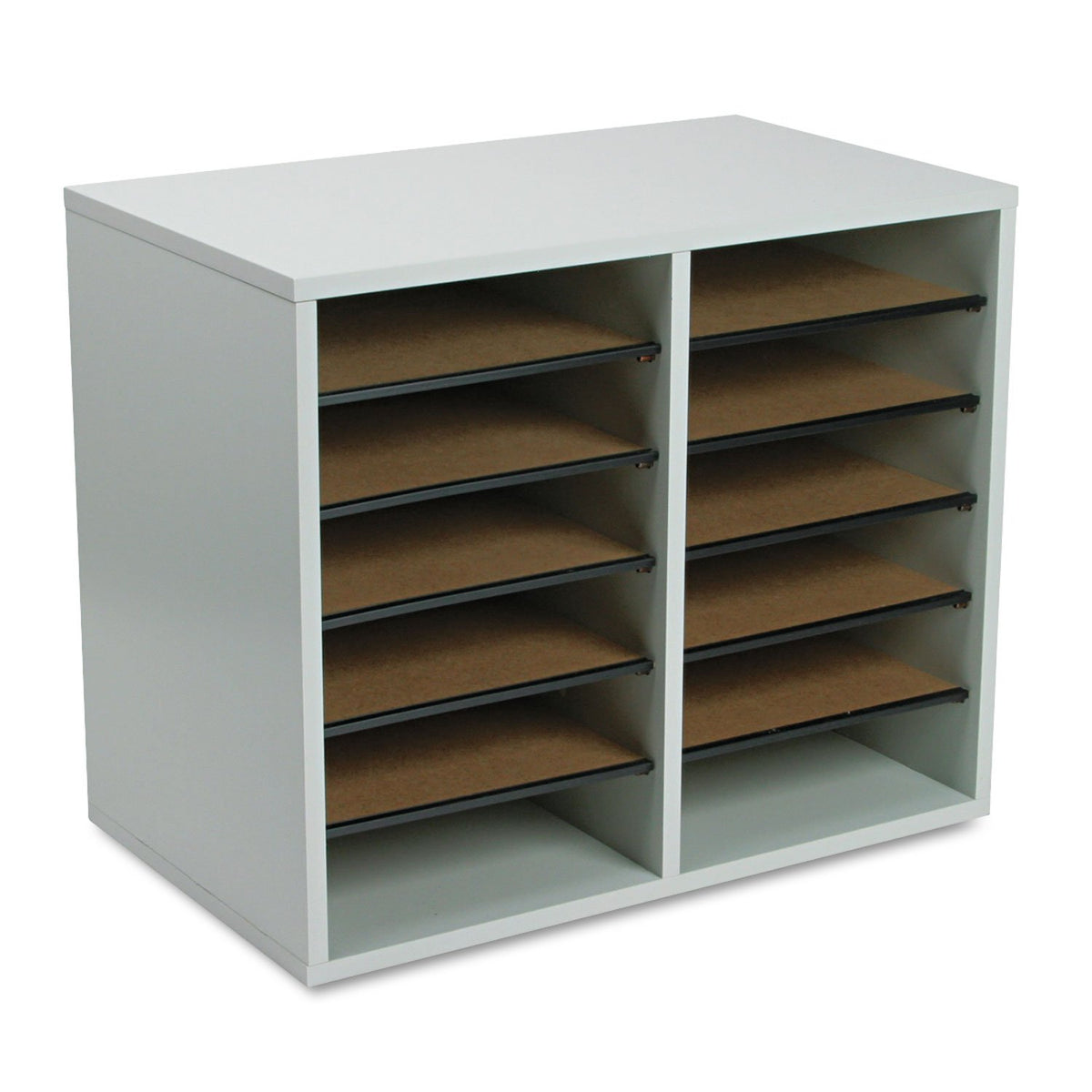 12 Compartment Wood Literature Organizer Q941562