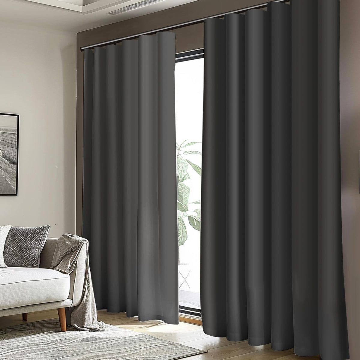 Blackout Room Divider Curtains with Hooks 1 Panel W100 × L84 Inch Black U807634