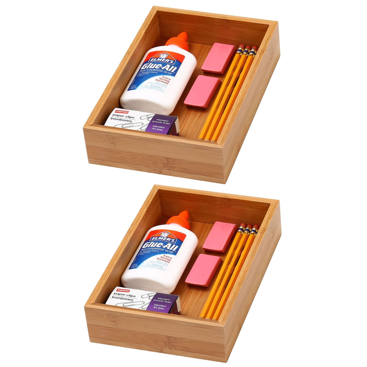 Bamboo Drawer Organizer Storage Box, 2 Pack 6x9x2 inch V61495