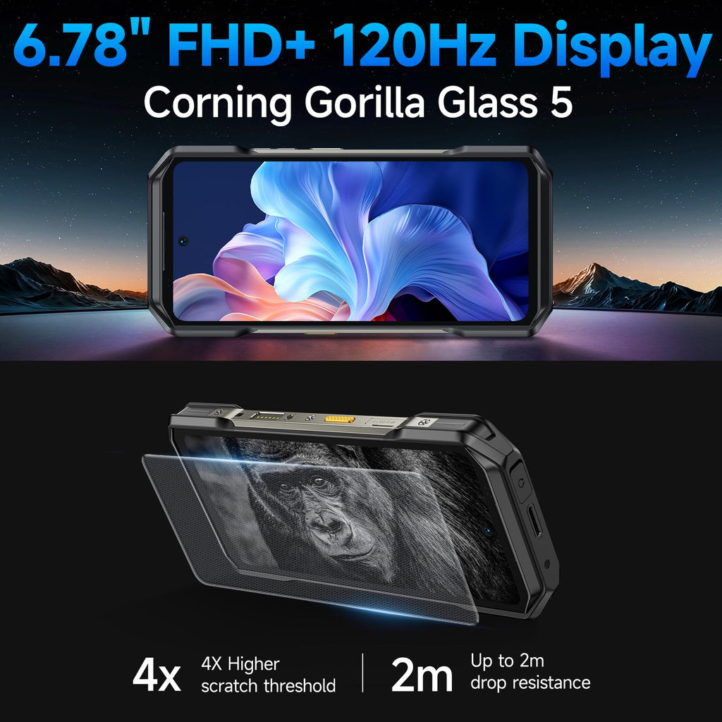 Rugged Smartphone Unlocked 64MP Night Vision 50MP Ultra-Wide Camera X774