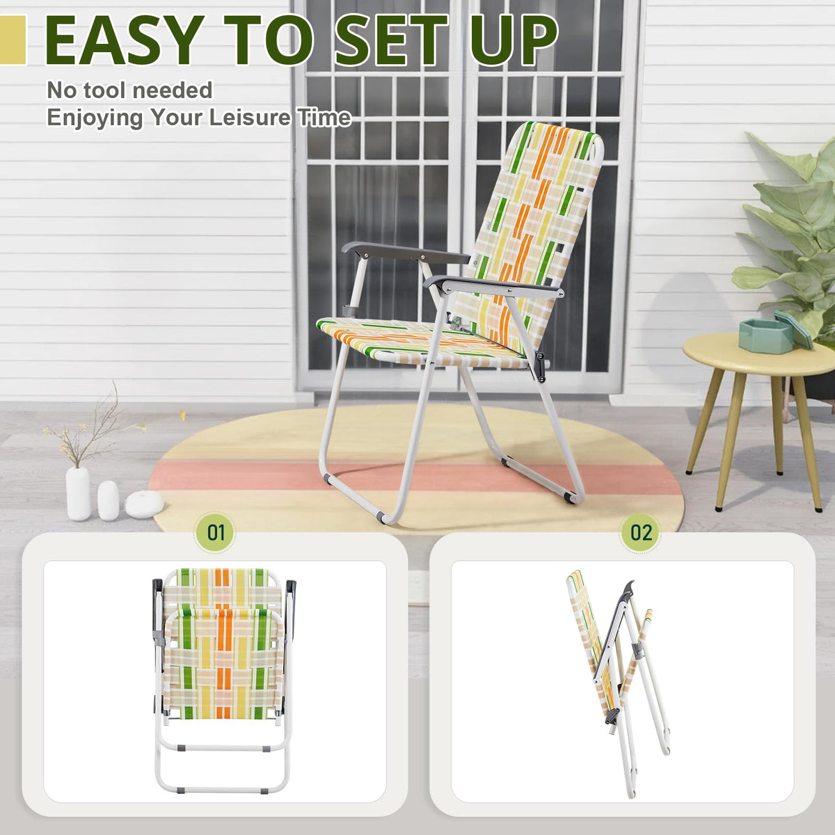 Oversized Webbed Folding Lawn Chairs 2 Pack J147